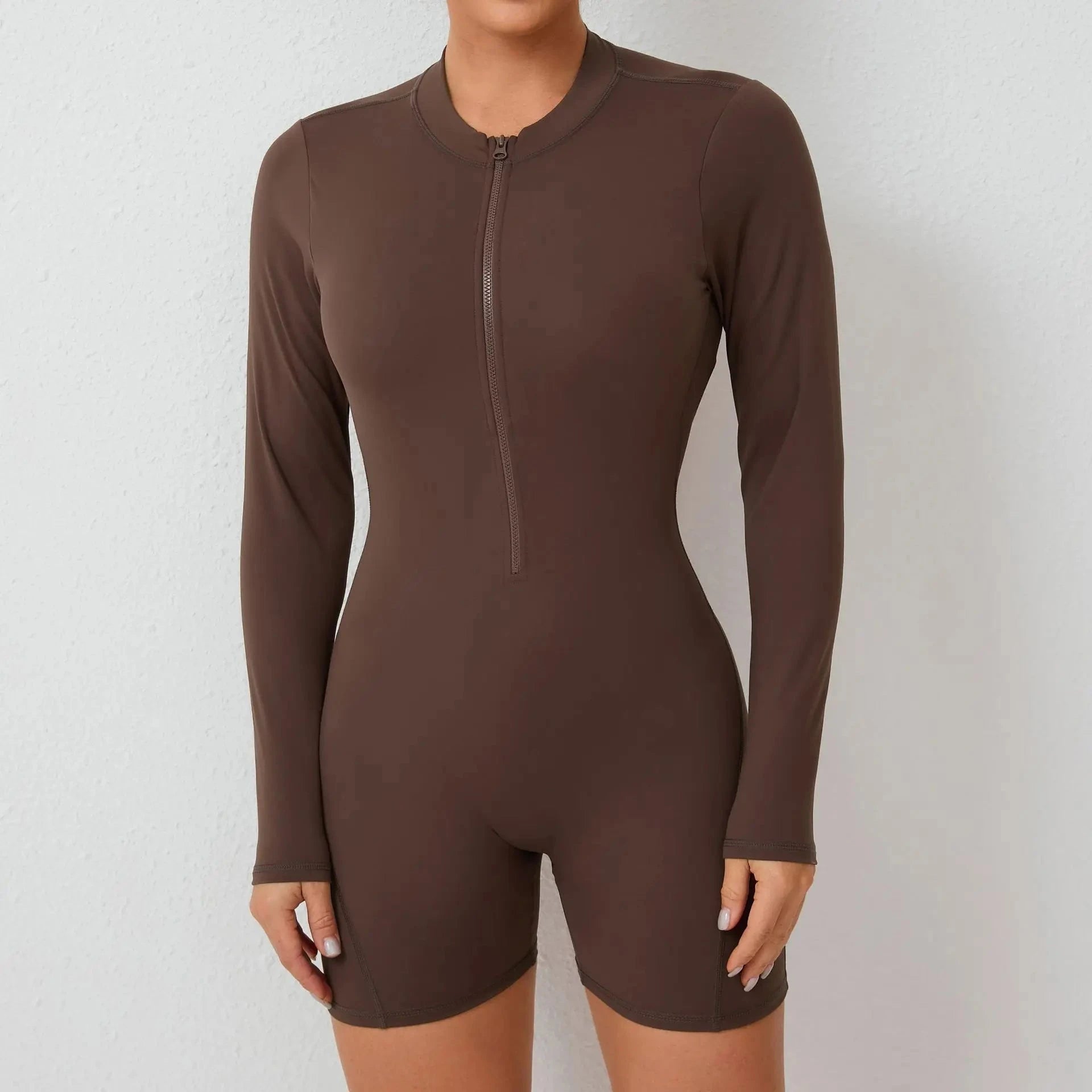 "Women Gym Suits Women V Back Scrunch Whole Suit Push Up Sports Suit Women Fitness Suit with Zipper Training Clothes One-Piece"