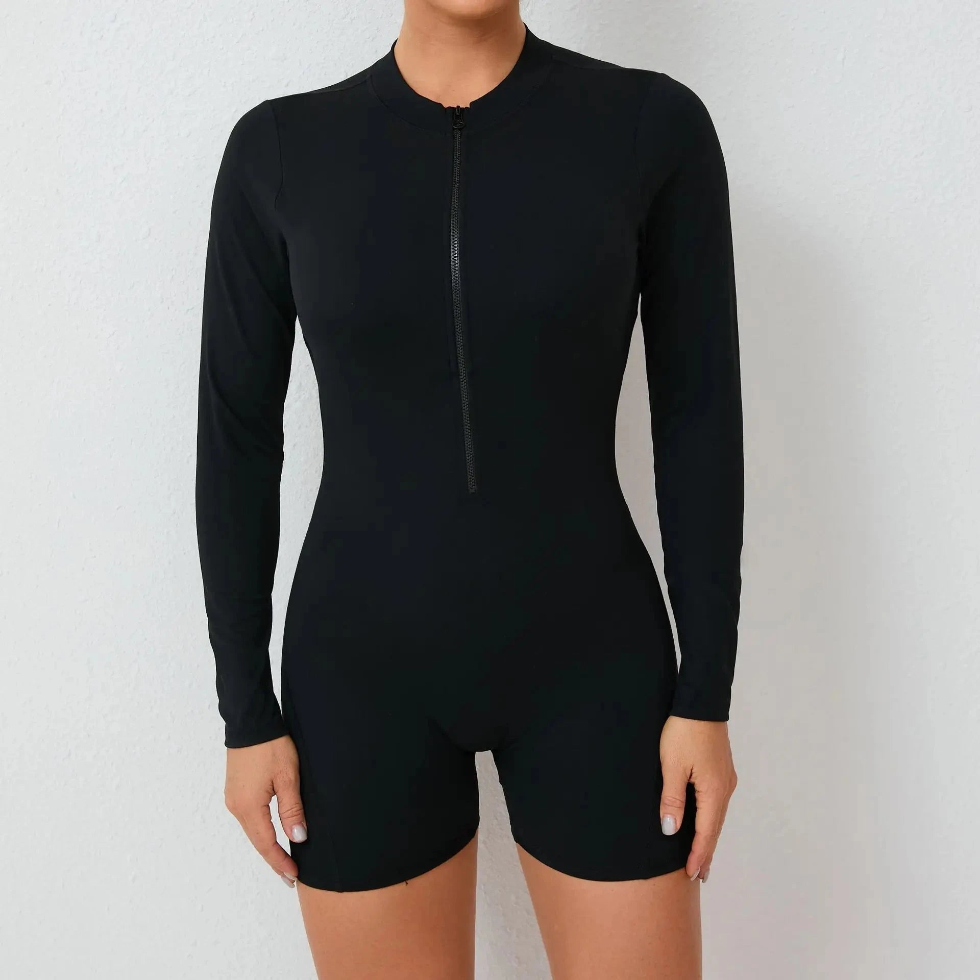 "Women Gym Suits Women V Back Scrunch Whole Suit Push Up Sports Suit Women Fitness Suit with Zipper Training Clothes One-Piece"