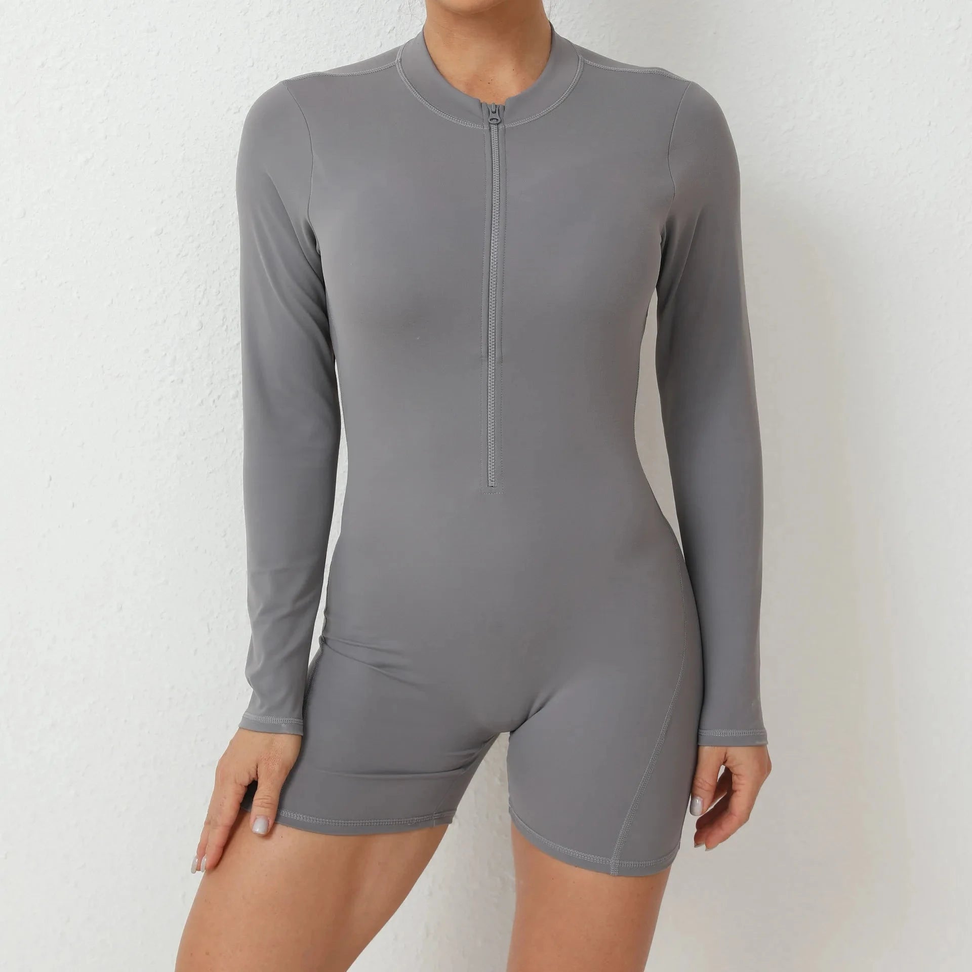"Women Gym Suits Women V Back Scrunch Whole Suit Push Up Sports Suit Women Fitness Suit with Zipper Training Clothes One-Piece"