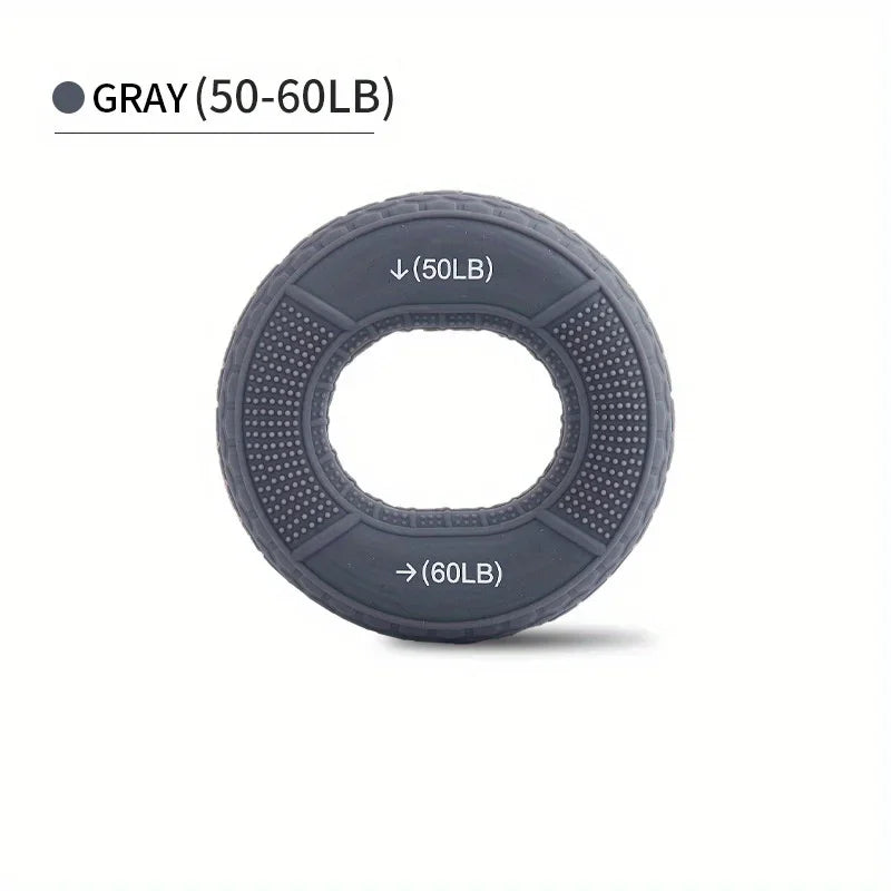 Gray hand gripper with 50-60LB markings on a white background