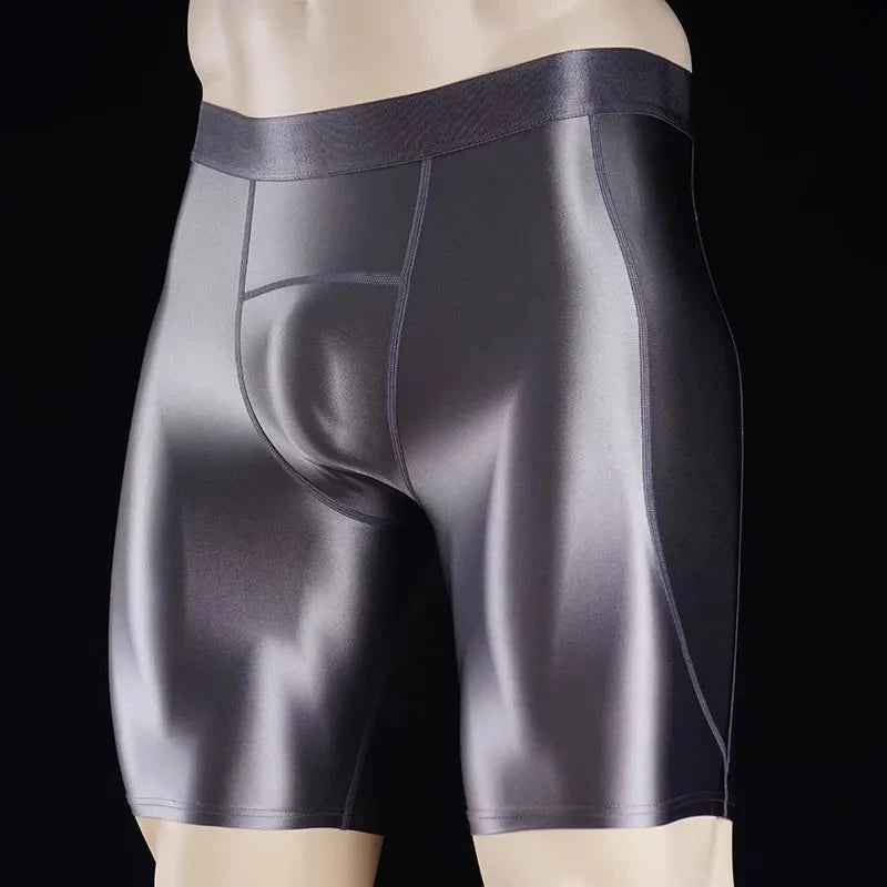 Men Thin Fitness vest Tights suit Slim Bottoms Satin Glossy Leggings Streetwear Athletic Shorts Quick-drying Compression Pants