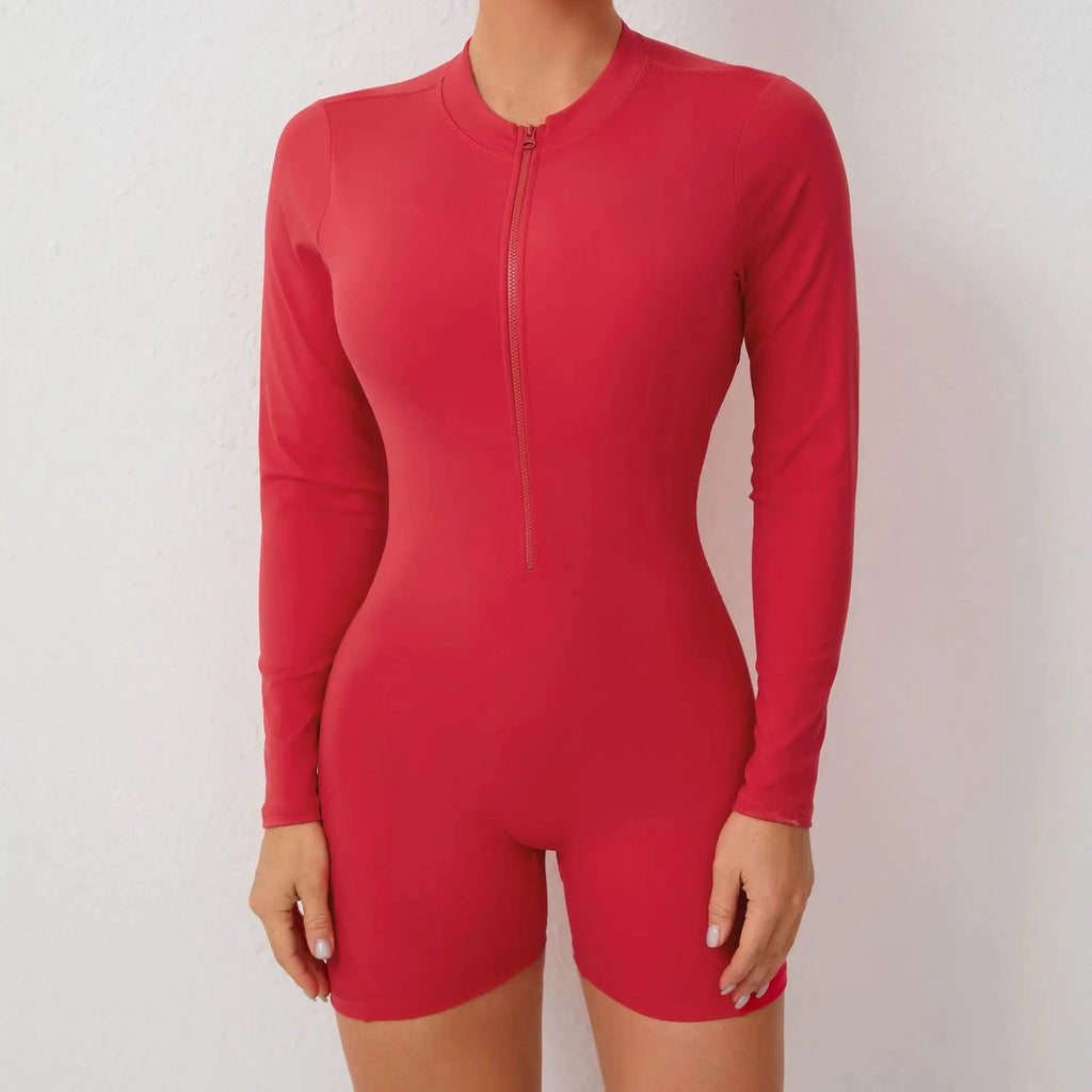 Women Gym Suits Women V Back Scrunch Whole Suit Push Up Sports Suit Women Fitness Suit with Zipper Training Clothes One-Piece