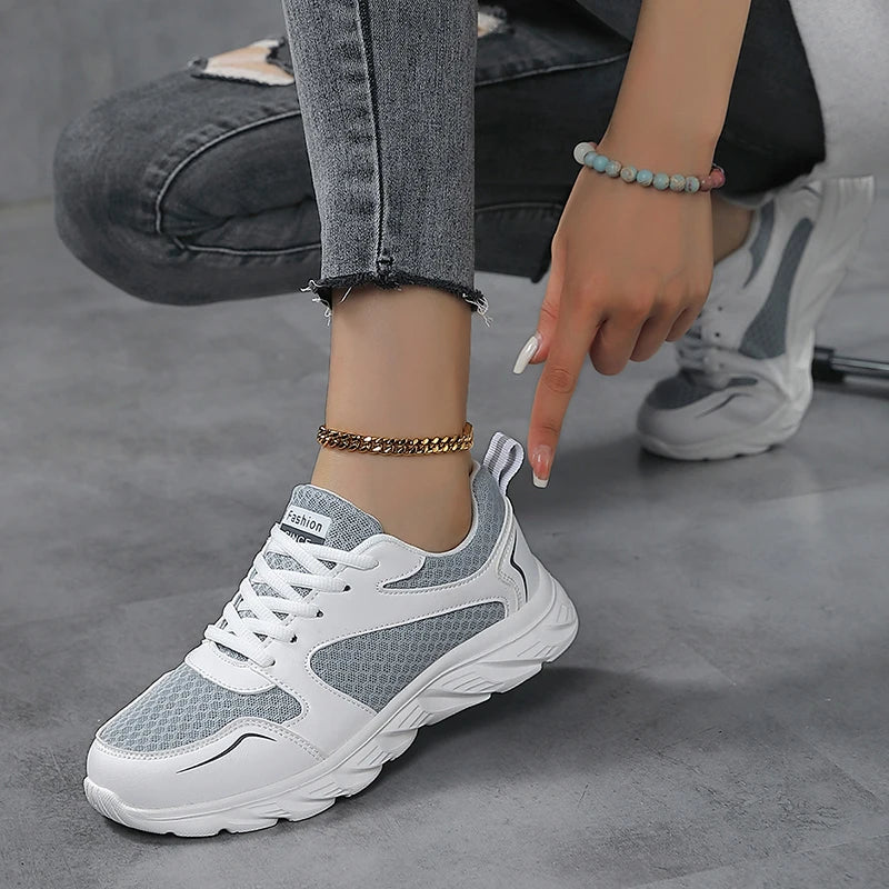 Lady Fitness Women Breathable Sneakers Woman Casual Shoes Cushion Female Comfortable Low Top Sock Sneakers Non-slip Walking Shoe