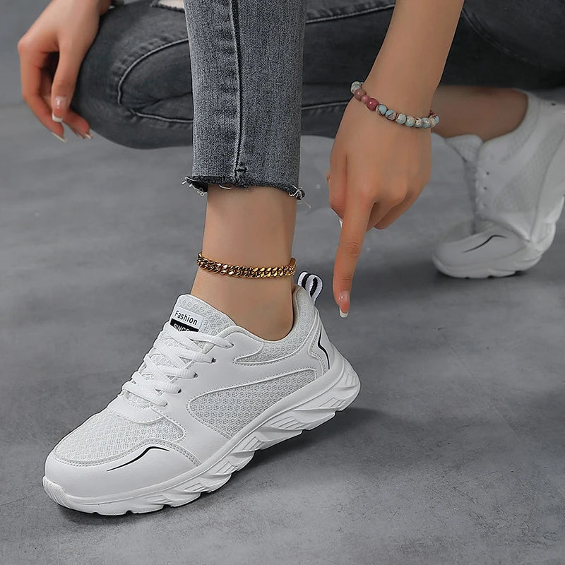 Lady Fitness Women Breathable Sneakers Woman Casual Shoes Cushion Female Comfortable Low Top Sock Sneakers Non-slip Walking Shoe