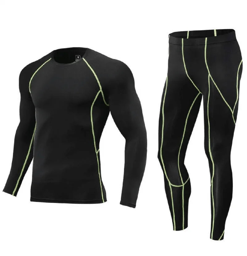 Men Bodybuilding Sportswear Clothes Fitness Suit Workout Pants Gym Muscle Elastic Compression Tights Skinny Running Tracksuit