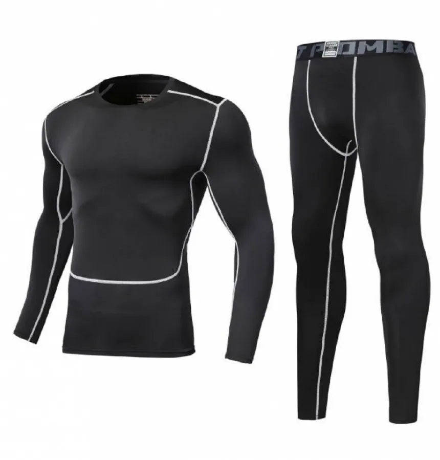 Men Bodybuilding Sportswear Clothes Fitness Suit Workout Pants Gym Muscle Elastic Compression Tights Skinny Running Tracksuit
